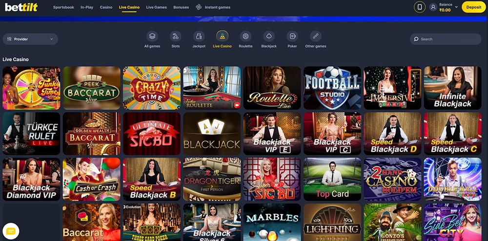 Bettilt live casino screenshot